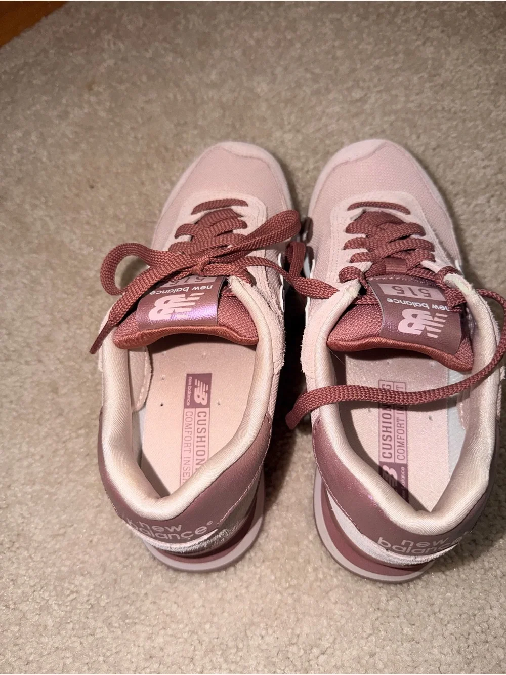 New Balance 515 Blush and Rose Pink Sneakers - Picture 3 of 5